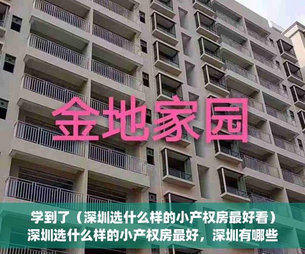 学到了（深圳选什么样的小产权房最好看）深圳选什么样的小产权房最好，深圳有哪些比较好的小产权房，