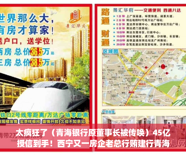 太疯狂了（青海银行原董事长被传唤）45亿授信到手！西宁又一房企老总行贿建行青海分行原行长，送房、送卡、送美国矿产公司34%股权……，青海省建行行长，