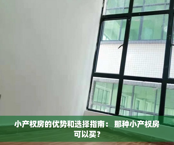小产权房的优势和选择指南： 那种小产权房可以买？