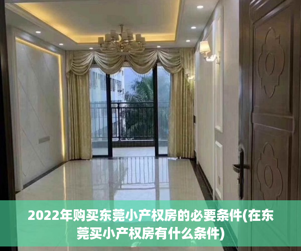 2022年购买东莞小产权房的必要条件(在东莞买小产权房有什么条件)