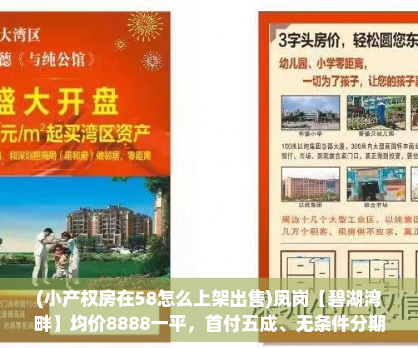 (小产权房在58怎么上架出售)凤岗【碧湖湾畔】均价8888一平，首付五成、无条件分期35年