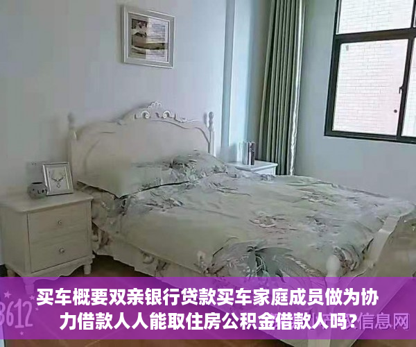 买车概要双亲银行贷款买车家庭成员做为协力借款人人能取住房公积金借款人吗？