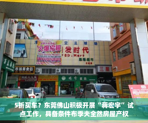 5折买车？东莞佛山积极开展“蒋宏宇”试点工作，具备条件布季夫全然房屋产权