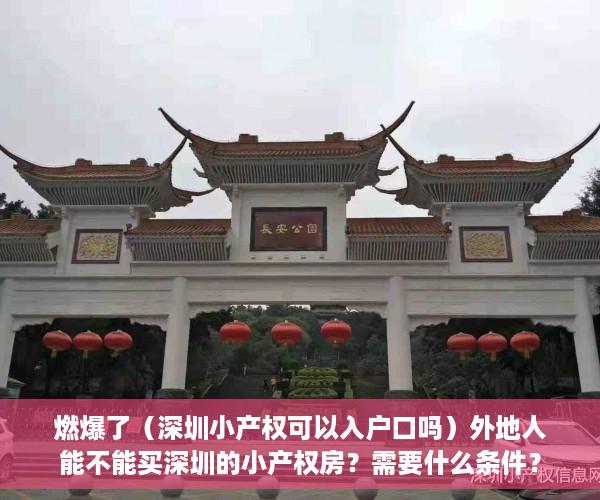 燃爆了（深圳小产权可以入户口吗）外地人能不能买深圳的小产权房？需要什么条件？，深圳小产权房能入户吗，