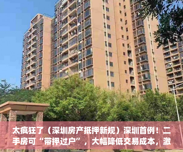 太疯狂了（深圳房产抵押新规）深圳首例！二手房可“带押过户”，大幅降低交易成本，激发市场活力，深圳 抵押 买二套，