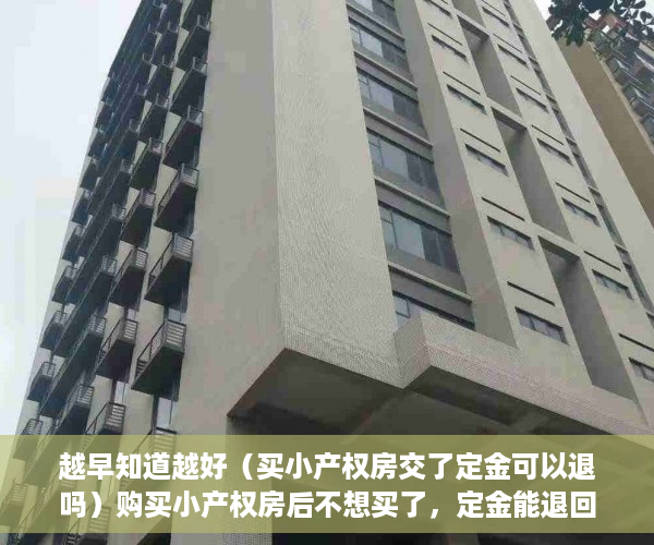 越早知道越好（买小产权房交了定金可以退吗）购买小产权房后不想买了，定金能退回来吗？，买小产权房定金交了未签订合同不想买了,可以退吗，