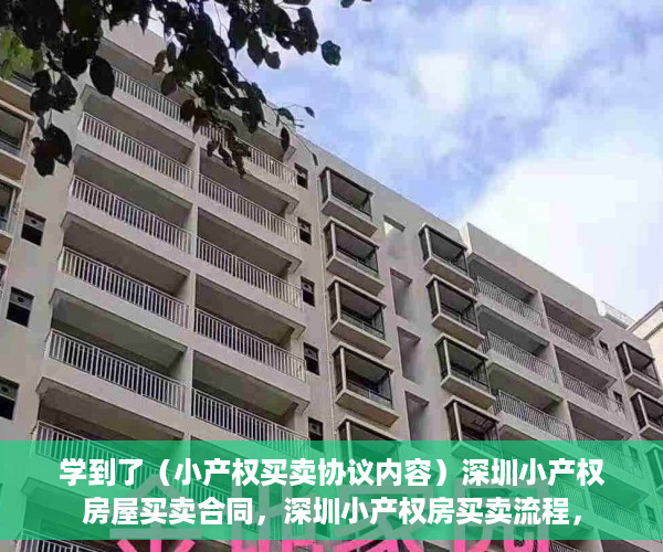 学到了（小产权买卖协议内容）深圳小产权房屋买卖合同，深圳小产权房买卖流程，