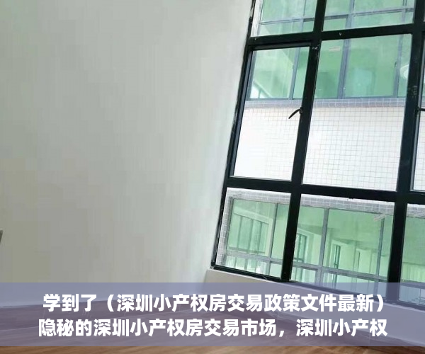 学到了（深圳小产权房交易政策文件最新）隐秘的深圳小产权房交易市场，深圳小产权房交易政策文件解读，