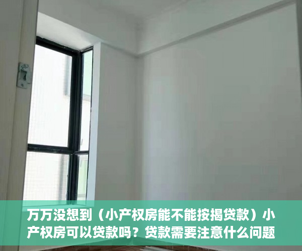 万万没想到（小产权房能不能按揭贷款）小产权房可以贷款吗？贷款需要注意什么问题？，贷款小产权房能贷款吗，