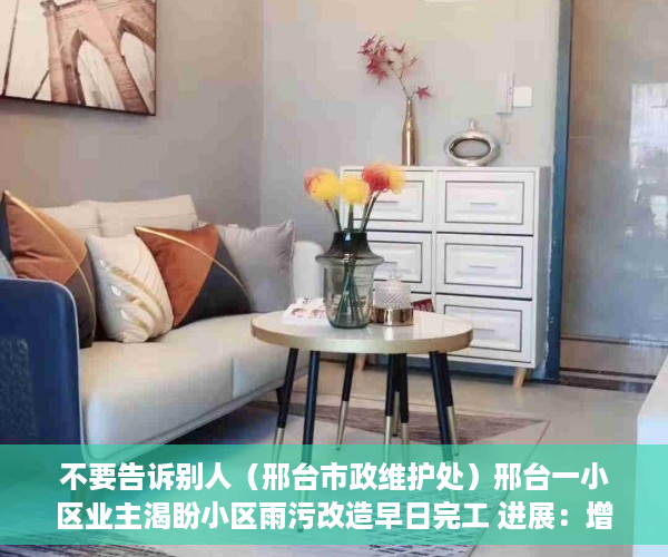 不要告诉别人（邢台市政维护处）邢台一小区业主渴盼小区雨污改造早日完工 进展：增加人员车辆 加快施工进度，邢台在建小区，