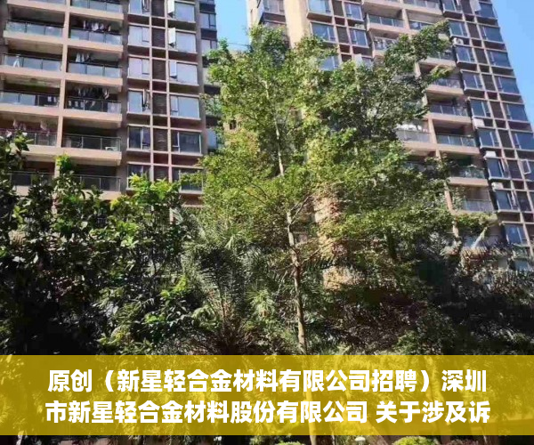 原创（新星轻合金材料有限公司招聘）深圳市新星轻合金材料股份有限公司 关于涉及诉讼的进展公告，深圳新星钛合金，